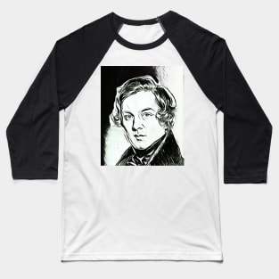 Robert Schumann Black and White Portrait | Robert Schumann Artwork 3 Baseball T-Shirt